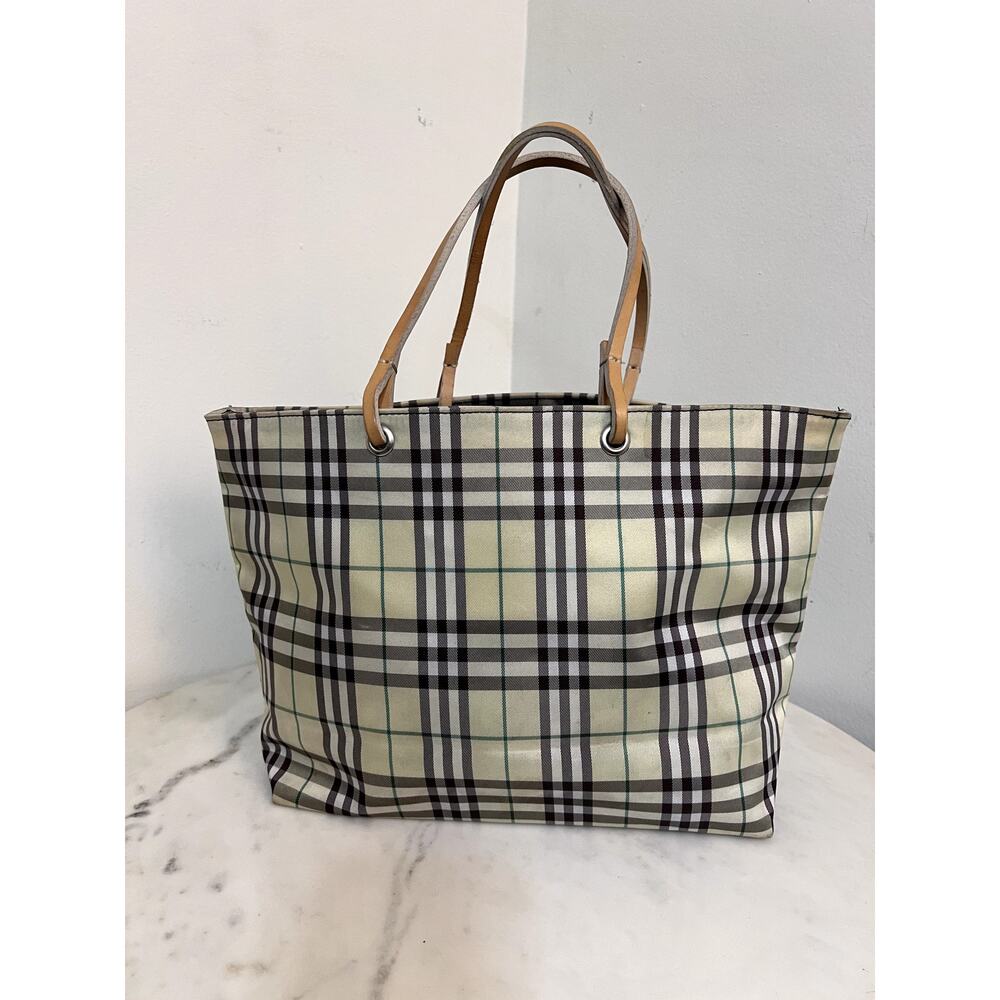 VINTAGE Y2K Burberry London Nova Check Canvas Open Tote - Yellow/Brown
